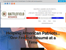 Tablet Screenshot of battlefieldresumes.com